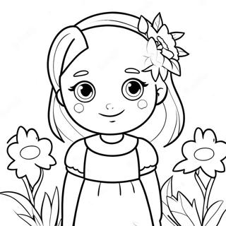 Cute Emily With Flowers Coloring Page 49524-39532