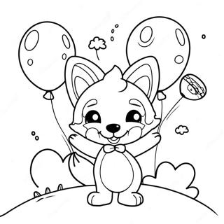 Cute Funtime Foxy With Balloons Coloring Page 49564-39569