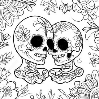 Couples Love Sugar Skull Coloring Pages