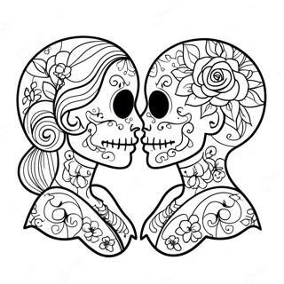 Couples Love Sugar Skull Coloring Page 49593-39586