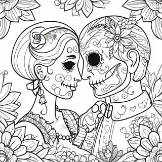 Couples Love Sugar Skull Coloring Page 49593-39587