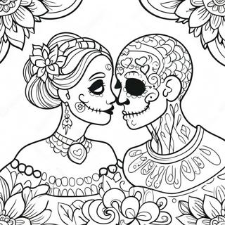 Couples Love Sugar Skull Coloring Page 49593-39588