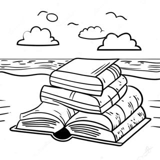 Colorful Beach Books Coloring Page 49654-39638