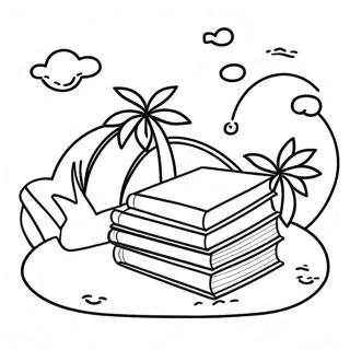 Colorful Beach Books Coloring Page 49654-39640