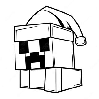 Minecraft Creeper In Santa Hat Coloring Page 49704-39675