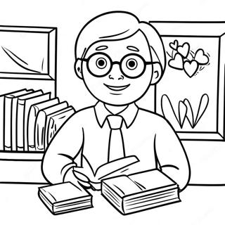 Friendly School Counselor With Books Coloring Page 49724-39694