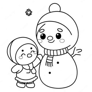 Adorable Christmas Girl With Snowman Coloring Page 49734-39700