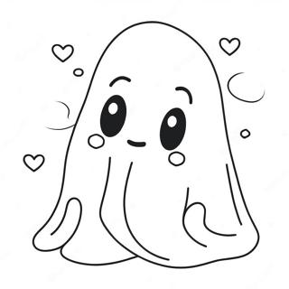 Cute Sad Ghost With A Heart Coloring Page 49754-39717