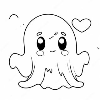 Cute Sad Ghost With A Heart Coloring Page 49754-39720