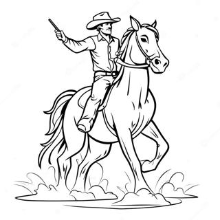 Cowboy Riding A Horse Coloring Page 4977-4086