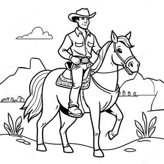 Cowboy Riding A Horse Coloring Page 4977-4087