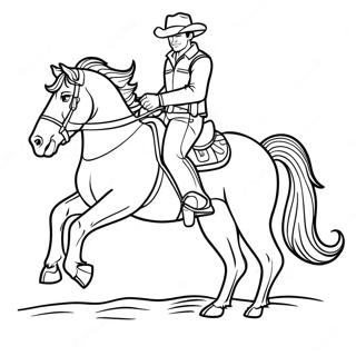 Cowboy Riding A Horse Coloring Page 4977-4088