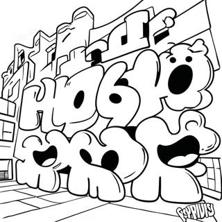 Vibrant Hip Hop Graffiti Wall Coloring Page 49784-39741