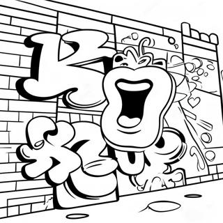 Vibrant Hip Hop Graffiti Wall Coloring Page 49784-39742