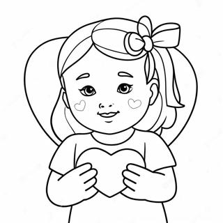 Sweet Daughter With Heart Coloring Page 49824-39773