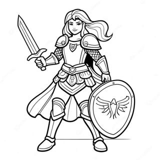 Brave Warrior Princess In Armor Coloring Page 49864-39808