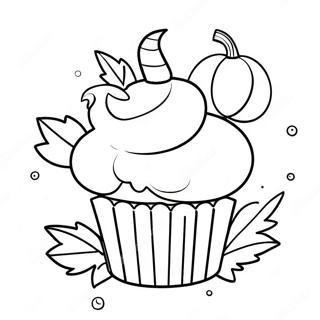 Colorful Halloween Cupcake With Pumpkin Toppers Coloring Page 49904-39842