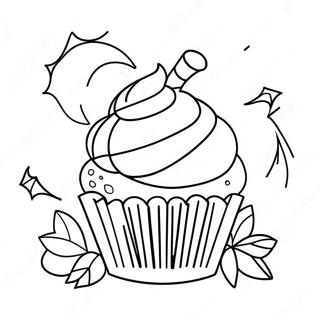 Colorful Halloween Cupcake With Pumpkin Toppers Coloring Page 49904-39844