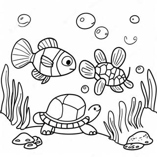 Nemo And Turtle Swimming Together Coloring Page 49913-39839