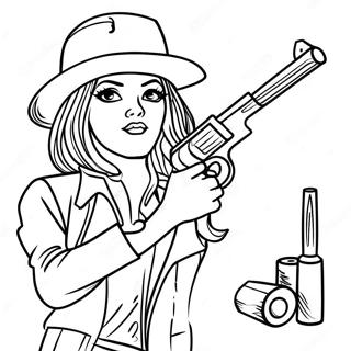 Cool Gangster Girl With A Tommy Gun Coloring Page 49934-39861