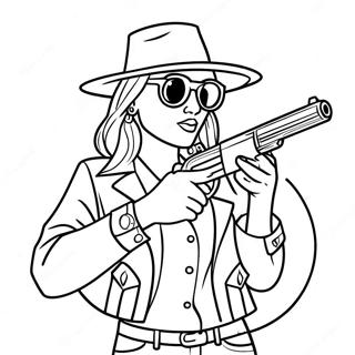 Cool Gangster Girl With A Tommy Gun Coloring Page 49934-39862