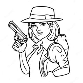 Cool Gangster Girl With A Tommy Gun Coloring Page 49934-39864