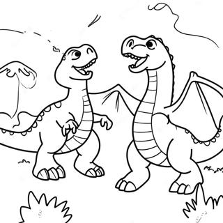 Dinosaur Fighting Coloring Pages