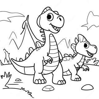 Dinosaur Battle Scene Coloring Page 49953-39871