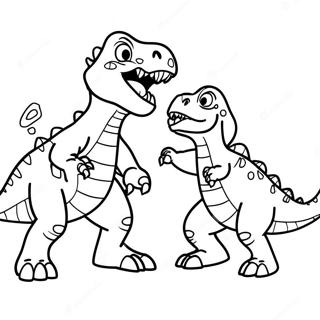 Fierce T Rex Fighting A Triceratops Coloring Page 49954-39875