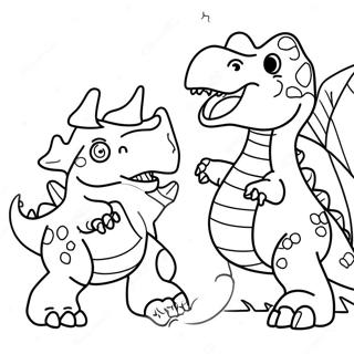 Fierce T Rex Fighting A Triceratops Coloring Page 49954-39876