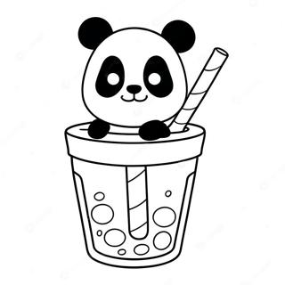 Cute Panda Enjoying Boba Tea Coloring Page 49974-39893