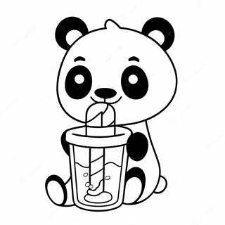 Cute Panda Enjoying Boba Tea Coloring Page 49974-39894