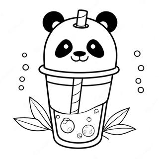 Cute Panda Enjoying Boba Tea Coloring Page 49974-39895