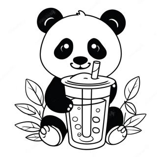 Cute Panda Enjoying Boba Tea Coloring Page 49974-39896