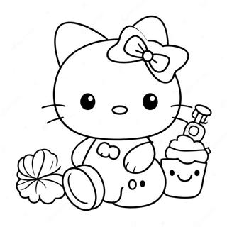 Cute Hello Kitty With Retro Accessories Coloring Page 50044-39949