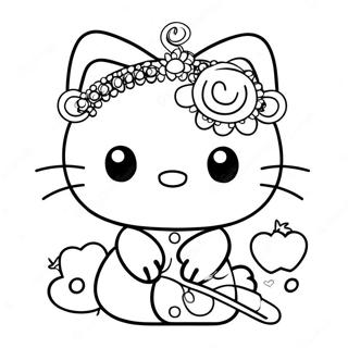 Cute Hello Kitty With Retro Accessories Coloring Page 50044-39950