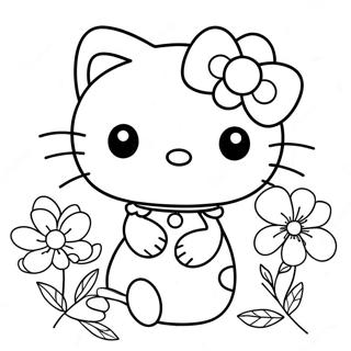 Cute Hello Kitty With Retro Accessories Coloring Page 50044-39951