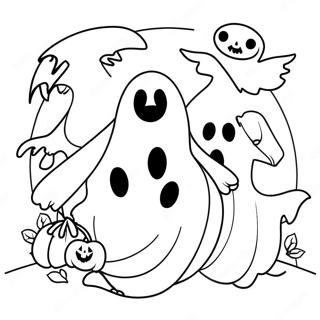 Spooky Halloween Ghosts Coloring Page 50064-39970