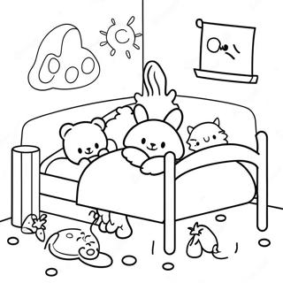 Bedtime Coloring Page With Cute Animals 50083-39978