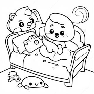 Bedtime Coloring Page With Cute Animals 50083-39979