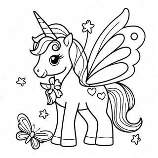 Unicorn Butterfly Coloring Pages