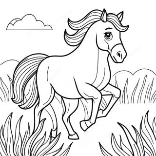 Race Horse Galloping In The Field Coloring Page 50153-40035