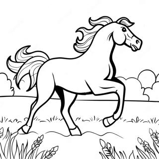 Race Horse Galloping In The Field Coloring Page 50153-40036