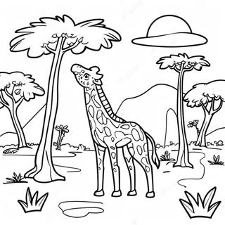 Colorful Safari Landscape Coloring Page 5017-4121