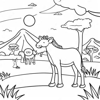 Colorful Safari Landscape Coloring Page 5017-4122