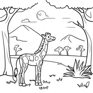 Colorful Safari Landscape Coloring Page 5017-4123