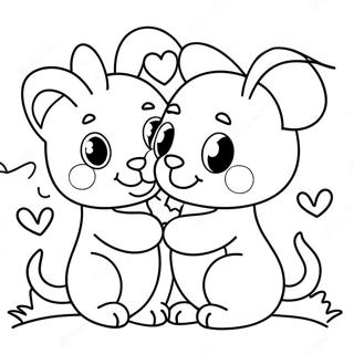 Cute Animals Sharing Love Coloring Page 50184-40057