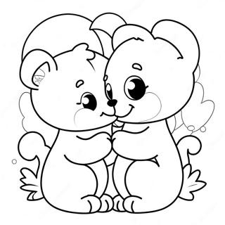 Cute Animals Sharing Love Coloring Page 50184-40058