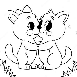 Cute Animals Sharing Love Coloring Page 50184-40059