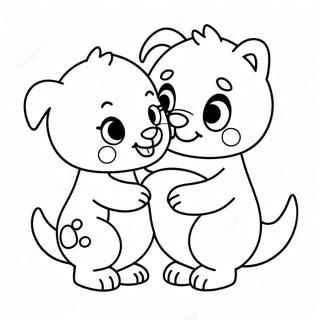 Cute Animals Sharing Love Coloring Page 50184-40060